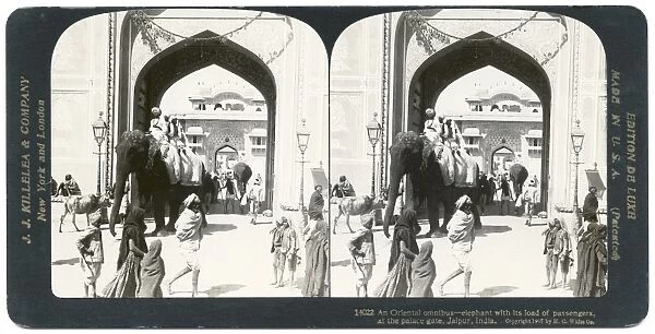 INDIA: JAIPUR, c1907. An Oriental omnibus - elephant with its load of passengers