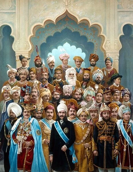 INDIA: MAHARAJAS, c1900. Composite portrait of forty maharajas and rajas of India