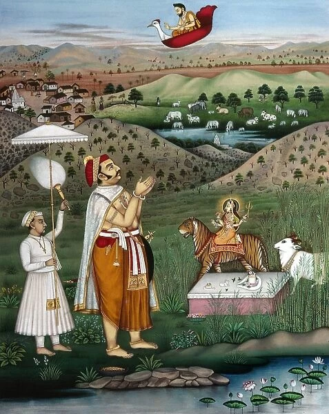 INDIA: NOBLEMAN. A nobleman of Udaipur encountering Hindu dieties