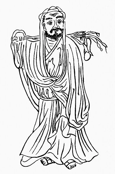 Indian Buddhist monk; founder of the Zen sect of Buddhism. Bodhidharma with the tea plant he is credited with discovering. Chinese drawing