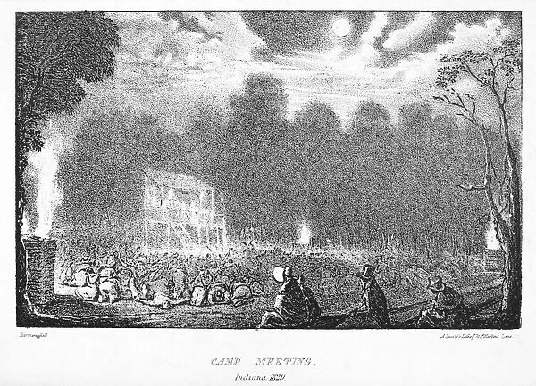 INDIANA: CAMP MEETING, 1832. An illustration from Mrs