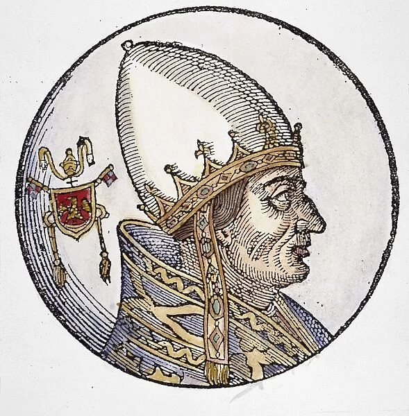 INNOCENT III (1161-1216). Pope, 1198-1216. Woodcut, Venetian, 1592