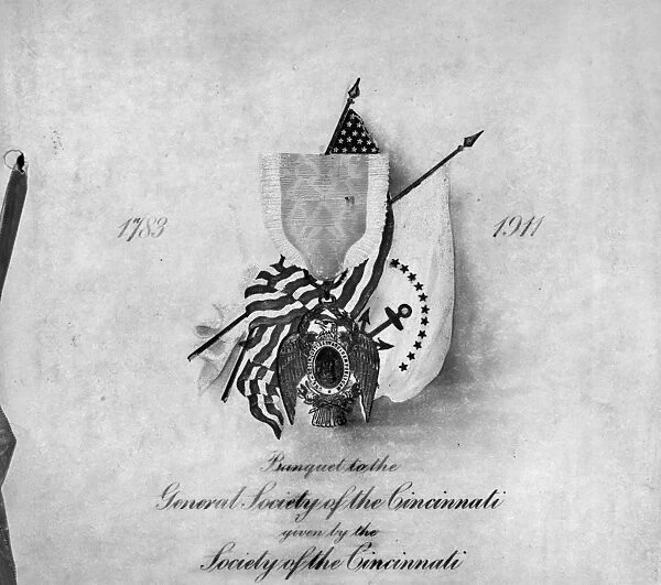 Insignia on an invitation to a banquet, 1911, given by the Society of the Cincinnati, founded in 1783