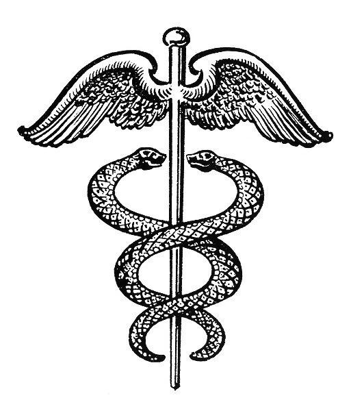 An insignia modeled on Hermes staff and used as the symbol of the medical profession