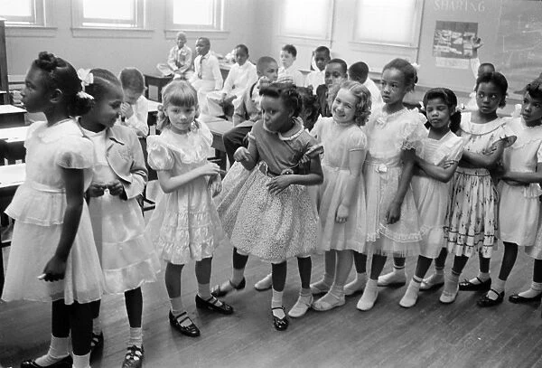 An integrated classroom in the previously all-white Barnard Elementary School in Washington, D. C. Photographed by Thomas J. O Halloran, 27 May 1955
