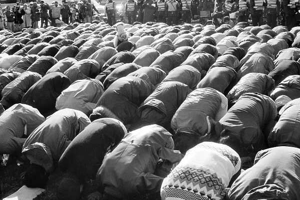 IRANIAN HOSTAGE CRISIS, 1979. Men bowing in prayer at a student demonstration in Washington, D. C. in response to the Iranian hostage crisis, 30 November 1979. Photographed by Marion S. Trikosko