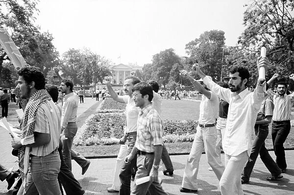 IRANIAN HOSTAGE CRISIS, 1980. Middle Eastern students marching at a demonstration