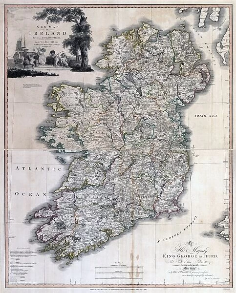 IRELAND, 1797. Map of Ireland by Daniel Augustus Beaufort, 1797