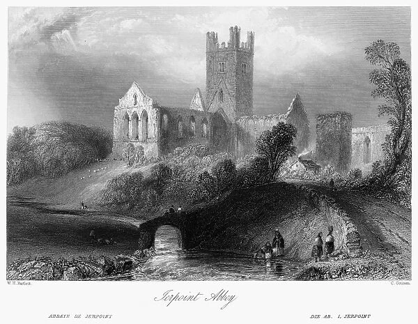 IRELAND: JERPOINT ABBEY. View of Jerpoint Abbey, County Kilkenny, Ireland. Steel engraving, English, c1840, after William Henry Bartlett