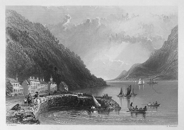 IRELAND: ROSTREVOR, c1840. View of the pier at Rostrevor, on Carlingford Lough, County Down, Northern Ireland. Steel engraving, English, c1840, after William Henry Bartlett