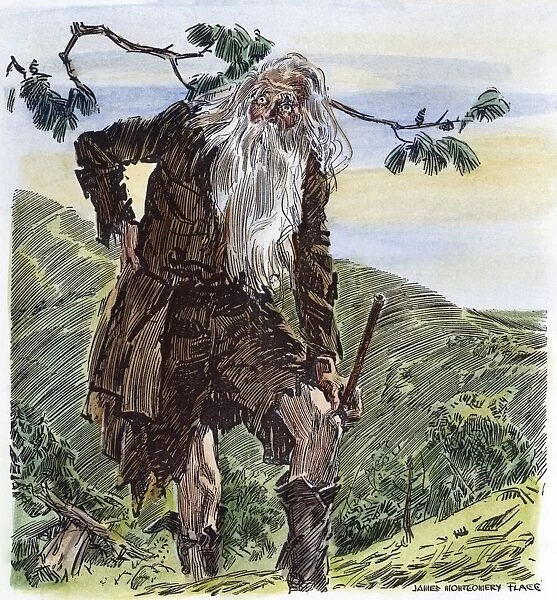 IRVING: RIP VAN WINKLE, 1929. Drawing by James Montgomery Flagg, for the book by Washington Irving