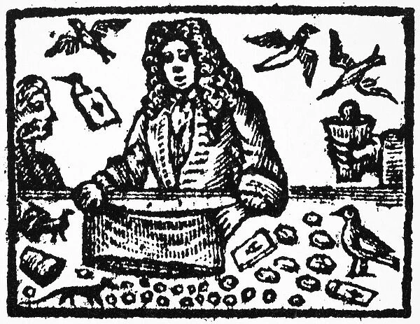 ISaC FAWKES (d. 1731). English conjurer. Isaac Fawkes performing his bag trick