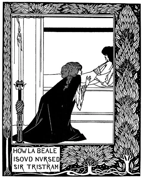 Isolde taking care of Tristram. Drawing by Aubrey Beardsley from an 1894 edition of Sir Thomas Malorys Le Morte D Arthur