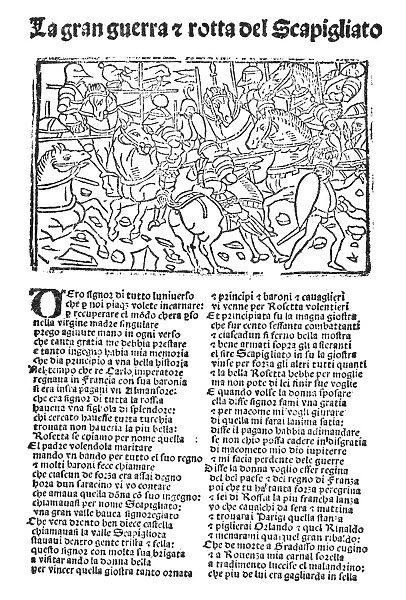 ITALIAN POEM, 1532. First page of the poem La gran guerra e rotta del Scapigliato