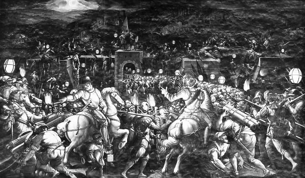 ITALY: FALL OF SIENA, 1555. Florentine-Hapsburg forces under the command of Gian Giacomo Medici