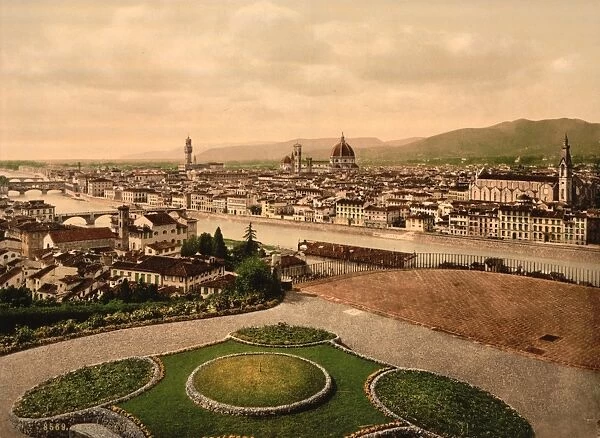 ITALY: FLORENCE, c1900. A view of Florence, Italy, looking towards the Arno River