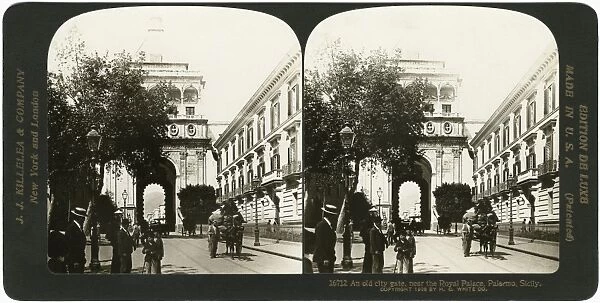 ITALY: PALERMO, 1908. An old city gate near the Royal Palace in Palermo, Sicily