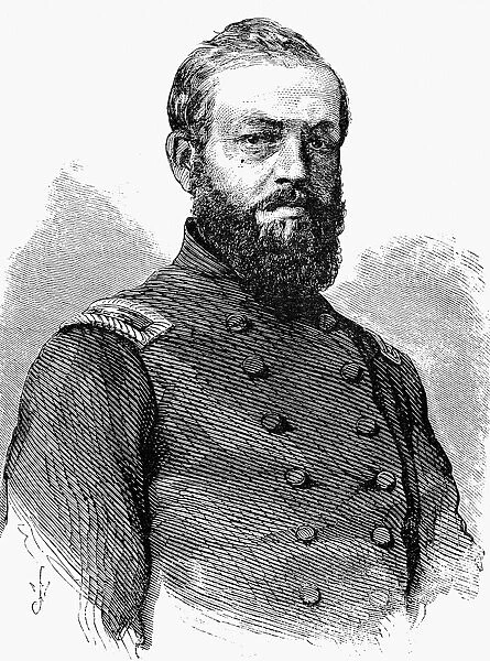 JAMES A. GARFIELD (1831-1881). 20th President of the United States. Portrayed as a Union Army brigadier general during the American Civil War. Wood engraving, 1862, after a photograph