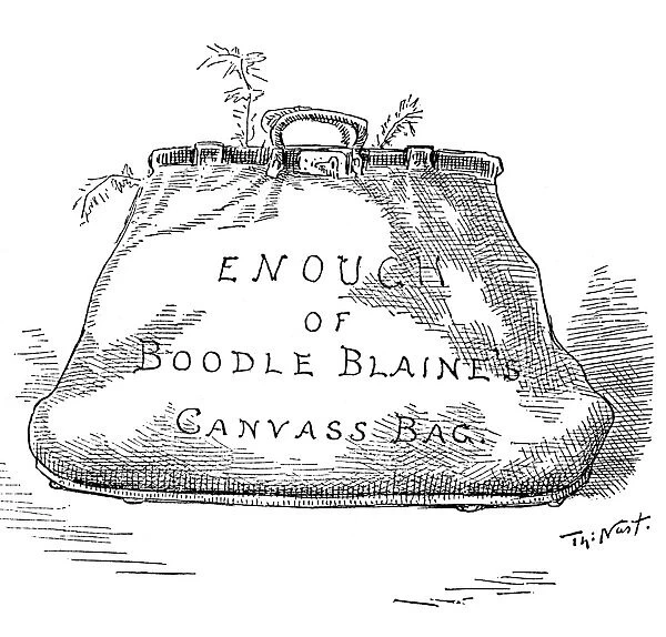 JAMES BLAINE CARTOON. James Gillespie Blaine (1830-1893). A cartoon by Thomas Nast from 15 November 1884, after James Blaine had lost the Presidential election to Grover Cleveland