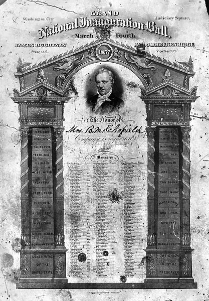 JAMES BUCHANAN, 1857. Invitation to the inaugural ball of James Buchanan, 1857