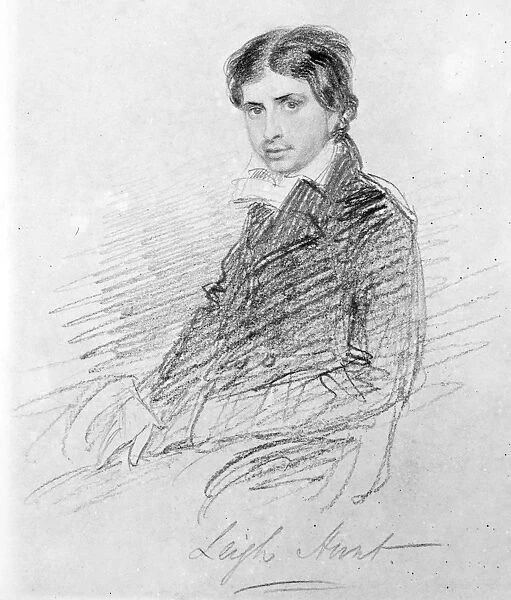 JAMES HUNT (1784-1859). James Henry Leigh Hunt. English essayist and poet. Pencil drawing, 1815, by Thomas Charles Wageman
