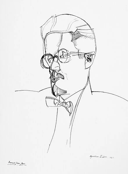 JAMES JOYCE (1882-1941). Irish writer. Portrait of James Joyce, by Wyndham Lewis, c1920