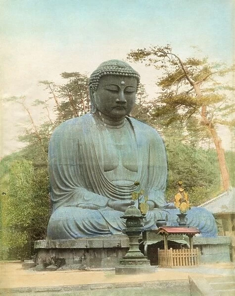 JAPAN: DAIBUTSU, c1900. The Great Buddha of Kamakura, Japan. Hand-colored photograph