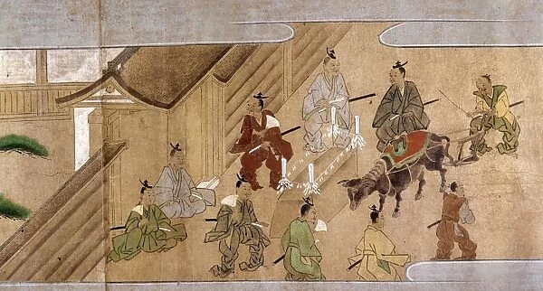 JAPAN: FARMERS, c1575. Rice farmers ask for the blessing of their crop before planting it