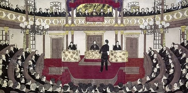 JAPAN: PARLIAMENT, 1890. First meeting of the Japanese Parliament, with the Meiji