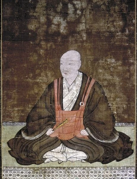 Japanese feudal lord of Bungo. Sorin depicted as a Buddhist, prior to his conversion to Christianity and baptism as Francisco in 1587. Silk painting, c1580