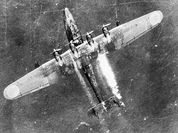 A Japanese Flying Boat, the largest combat airplane operating in the Pacific, shot down by a U. S. Navy patrol bomber, May 1944