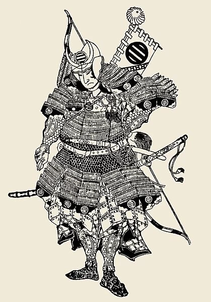 A Japanese standard bearer. Drawing, c1810, by Totoya Hokkei (1780-1850)