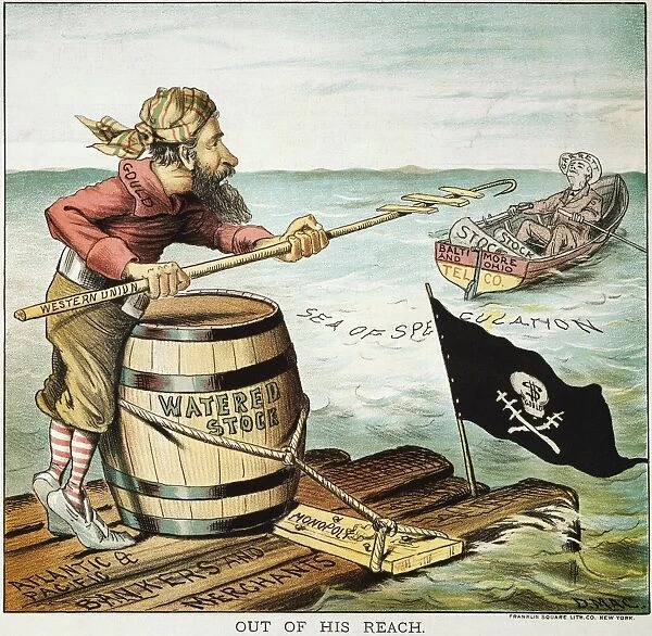 JAY GOULD CARTOON, 1885. American cartoon, 1885, of Jay Gould as the pirate of