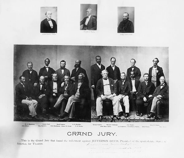 JEFFERSON DAVIS TRIAL. The grand jury that found the indictment against Jefferson Davis, President of the Confederate States of America, for treason. Photograph, 1868