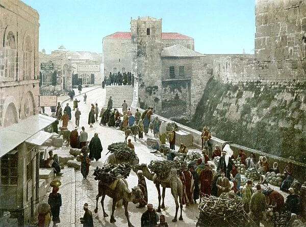 JERUSALEM: BAZaR, c1900. A bazaar at the citadel in the Armenian quarter of the Old City of Jerusalem. Photochrome, c1900