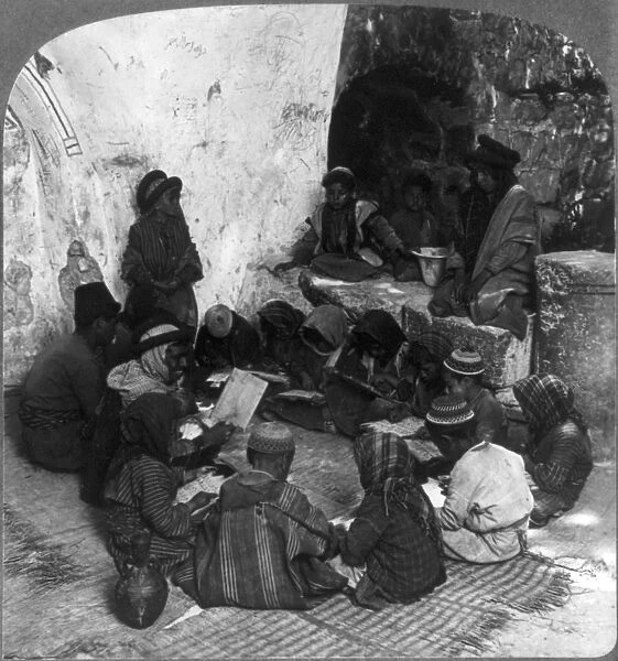 JERUSALEM: SCHOOL, c1911. Students studying at a school in Ramot, near Jerusalem