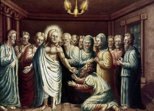 JESUS & DISCIPLES. Jesus in the Upper Room. Oil on canvas, 1836, by John P. Landis
