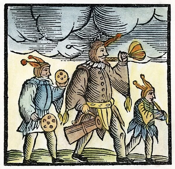 JEWISH HOLIDAY, 1663. Jews celebrating Purim with noisemakers to shut out the name of Haman