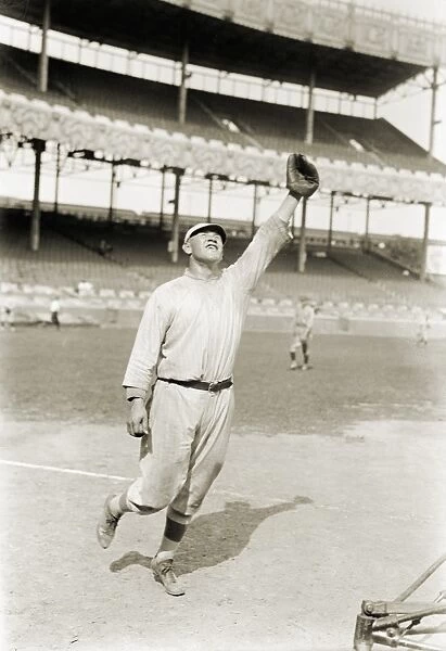 JIM THORPE (1888-1953). James Francis Thorpe. American athlete. Thorpe playing baseball for the New York Giants at the Polo Grounds, c1917
