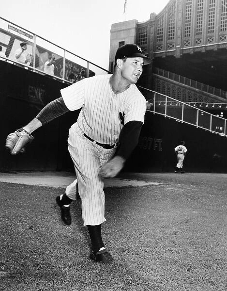 JOE PAGE (1917-1980). American baseball pitcher. Photographed as a member of the New York Yankees, at Yankee Stadium in the Bronx, New York City, 13 August 1947
