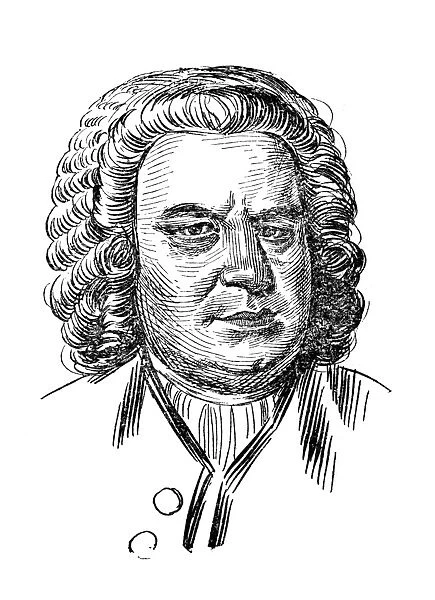 JOHANN SEBASTIAN BACH (1685-1750). German organist and composer. Pen and ink drawing