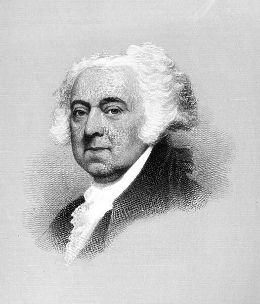 JOHN ADAMS (1735-1826). Second President of the United States. Stipple engraving, 19th century, after a 1815 portrait by Gilbert Stuart