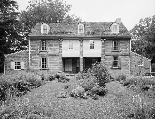 JOHN BARTRAM HOUSE. East elevation of the house and garden built by American botanist