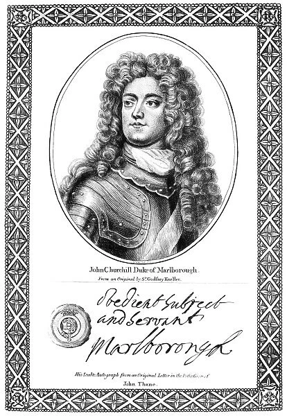 JOHN CHURCHILL (1650-1722). 1st Duke of Marlborough. English military commander. Line engraving, English, 18th century, after a painting by Sir Godfrey Kneller