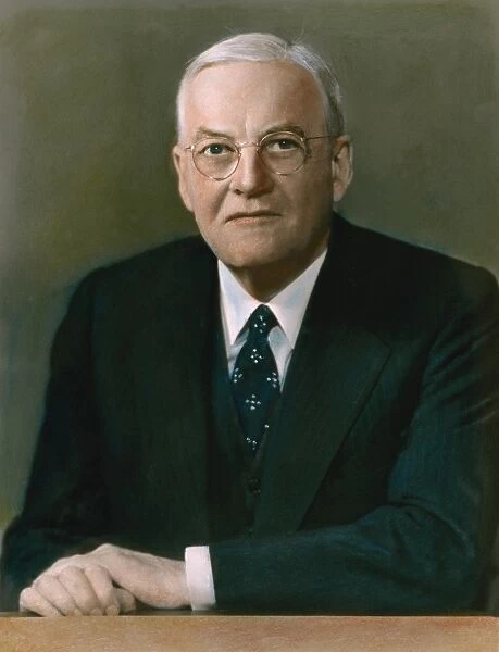 JOHN FOSTER DULLES (1888-1959). American lawyer and diplomat. Oil over a photograph