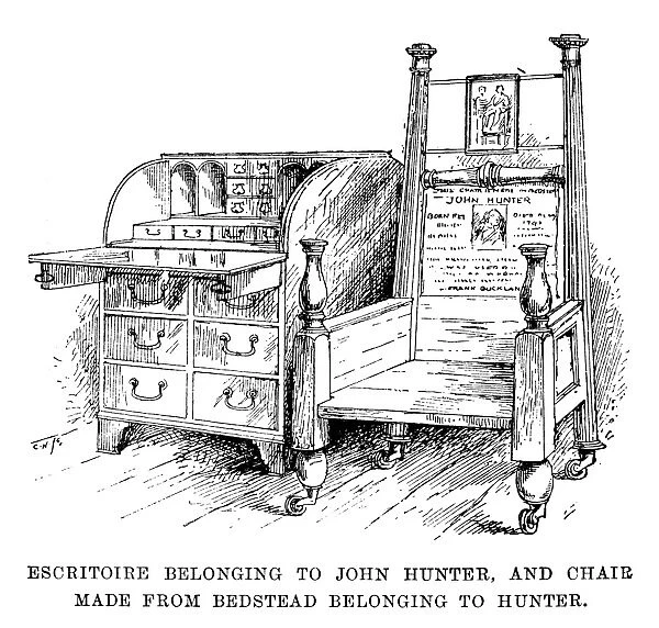 JOHN HUNTER (1728-1793). Scottish surgeon and anatomist. John Hunters writing desk