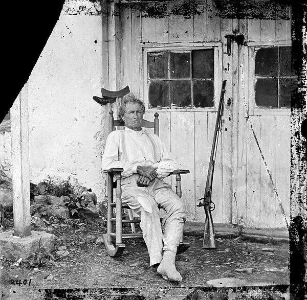 JOHN L. BURNS (1793-1872). Veteran of the War of 1812 and the American Civil War, wounded at the Battle of Gettysburg at the age of 70. Photograph by Timothy O Sullivan, 1863