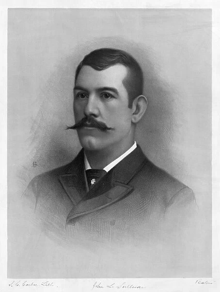 JOHN L. SULLIVAN (1858-1918). American pugilist. Lithograph, c1890