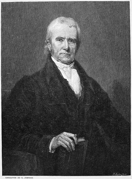 JOHN MARSHALL (1755-1835). Chief Justice of the United States Supreme Court, 1801-1835. Wood engraving, 1882, by Thomas Johnson
