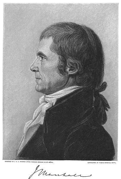 JOHN MARSHALL (1755-1835). Chief Justice of the United States Supreme Court, 1801-1835. Wood engraving after a crayon drawing, 1808, by Charles Balthazar Julien Fevret de Saint-Memin